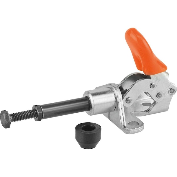 Push-Pull Clamp, With Mounting Bracket, Mini, F2=500, Stainless Steel Bright, Comp: Plastic, Orange